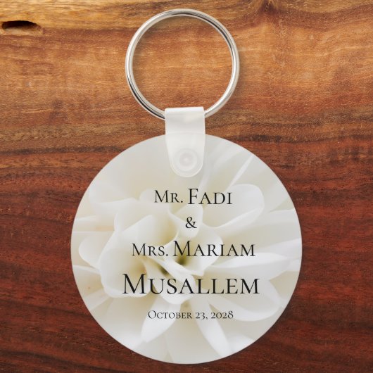 Porte-clés Cadeau de Mariage Lys Blanc (Recto)
