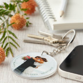 Porte-clés Cadeau de Mariage Photo Personnalisé (Devant droit)