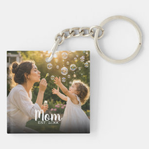 Porte-clés Cadeau de Mémoire Photo de Maman Établie