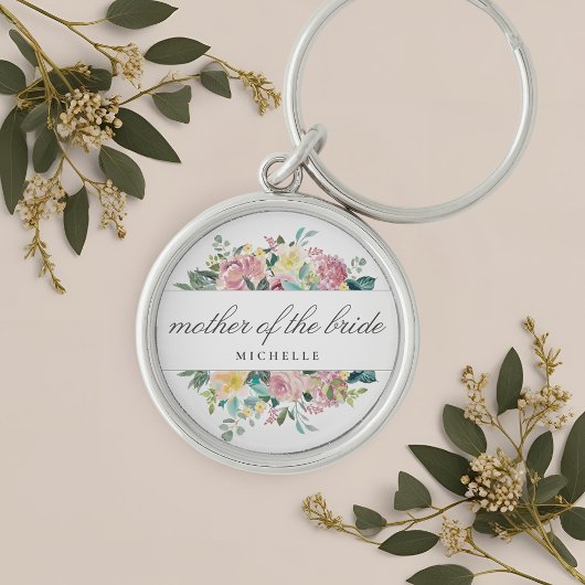 Porte-clés Cadeau de mère de la mariée floral rose rustique