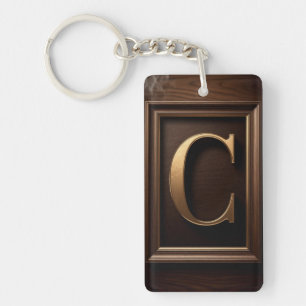 Porte-clés 🟡 Cadeau de monogramme lettre C pour lui 🔑