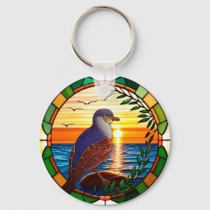 Porte-clés Cadeau de mosaïque d'oiseau ensoleillé pour les am