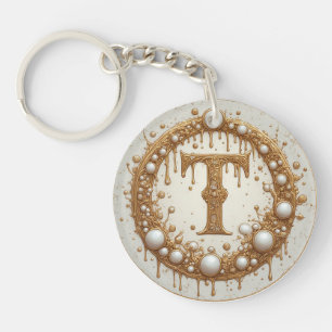 Porte-clés Cadeau de motif de bijou à initiale T monogramme d