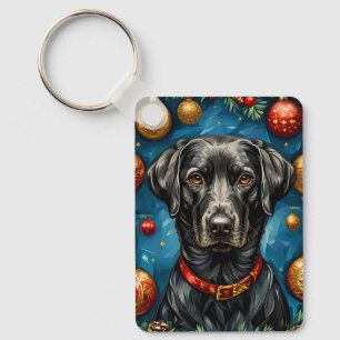 Porte-clés Cadeau de Noël de chien Labrador noir Fête de chie