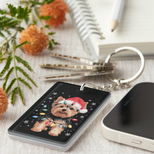 Porte-clés Cadeau de Noël de Yorkie Chien de Noël Long