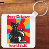 Porte-clés cadeau de noël d'écureuil, nom personnalisé (Verso)