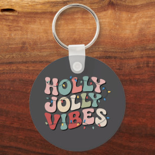 Porte-clés Cadeau de Noël Holly Jolly Famille Vacances Xmas