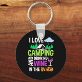 Porte-clés Cadeau de Noël | J'adore boire du vin dans le camp (Recto)