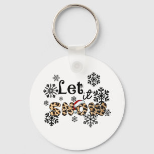 Porte-clés Cadeau de Noël laissez-le neiger léopard