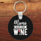 Porte-clés Cadeau de Noël | Maman a besoin d'un peu de vin (Recto)