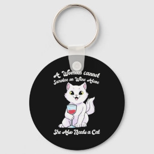 Porte-clés Cadeau de Noël Une femme survit au vin et au cha