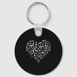Porte-clés Cadeau de notes musicales en forme de cœur pour am
