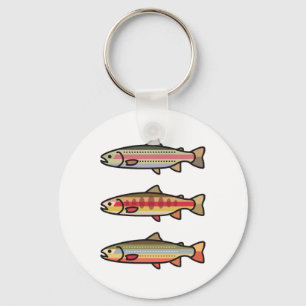 Porte-clés Cadeau de pêche à la truite arc-en-ciel dorée pour