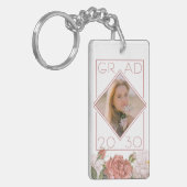 Porte-clés Cadeau de photo de diplômé personnalisé floral (Devant gauche)