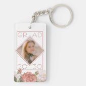 Porte-clés Cadeau de photo de diplômé personnalisé floral (Dos)