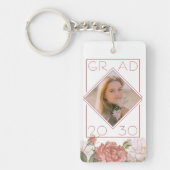 Porte-clés Cadeau de photo de diplômé personnalisé floral (Devant)