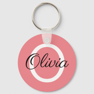 Porte-clés Cadeau de porte - clé rose corail monogrammé perso