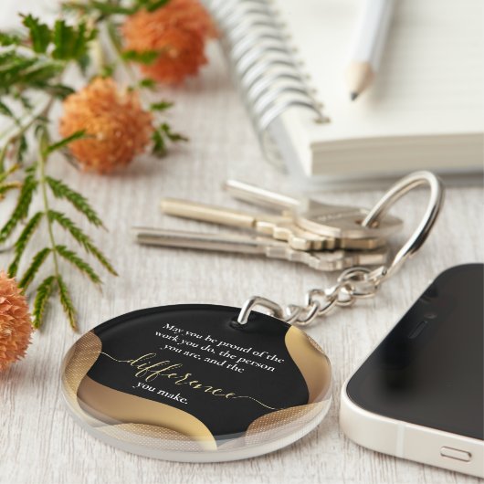 Porte-clés Cadeau de retraite de reconnaissance customisée de (Devant Droit)