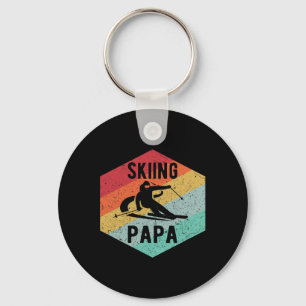 Porte-clés Cadeau de ski pour papa rétro skiant des années 70