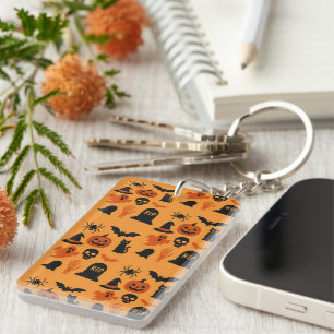 Porte-clés Cadeau d'Halloween éffrayant - Noir et orange clas