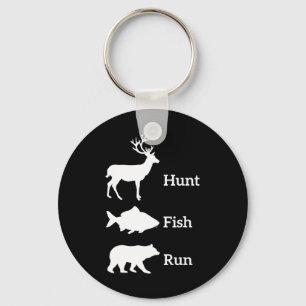 Porte-clés Cadeau drôle de chasse et pêche ours course poisso