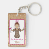 Porte-clés Cadeau drôle de dicton de dessin animé féminin eth (Dos)