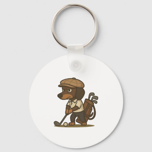 Porte-clés Cadeau drôle pour golfeur � Dachshund sur le Tee (Recto)
