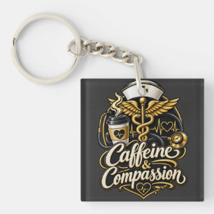 Porte-clés Cadeau drôle pour infirmière : Caféine et Compassi