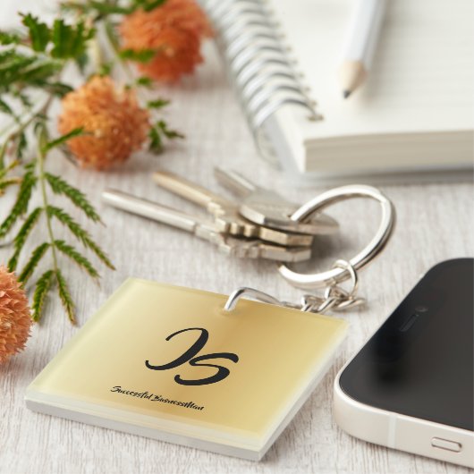 Porte-clés Cadeau élégant avec personnalisation Monogramme Or (Devant Droit)