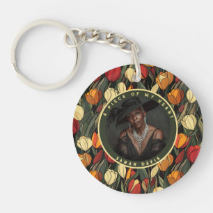 Porte-clés Cadeau émotionnel vintage Fleur de photo personnal