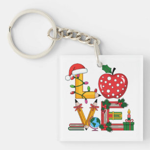 Porte-clés Cadeau Enseignant Crayon Apple Livres Amour