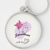 Porte-clés Cadeau Fille Fleur Rose Mignon– (Devant)