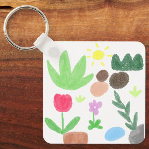 Porte-clés Cadeau floral de jardin aux crayons joyeux
