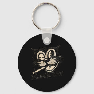 Porte-clés Cadeau Halloween Chat Noir Rétro Vintage Fumant