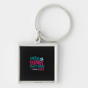 Porte-clés Cadeau infirmière Coffee Scrubs Sanity Nurity Li