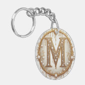 Porte-clés Cadeau Initiale M Monogramme Doré Pour Elle (Devant gauche)