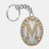Porte-clés Cadeau initiale monogramme M pour petite amie (Devant gauche)
