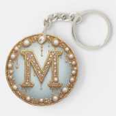 Porte-clés Cadeau initiale monogramme M pour petite amie (Dos)