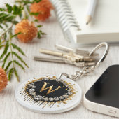 Porte-clés Cadeau Initiale Monogramme Or W Pour Elle (Devant droit)
