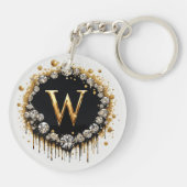 Porte-clés Cadeau Initiale Monogramme Or W Pour Elle (Dos)