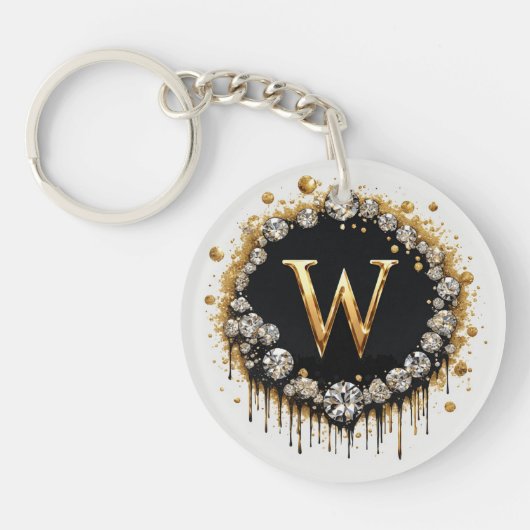 Porte-clés Cadeau Initiale Monogramme Or W Pour Elle (Devant)