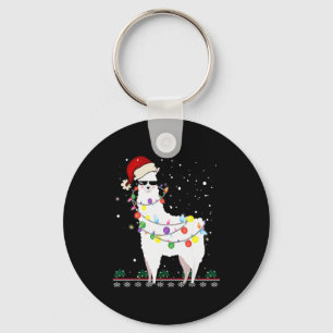 Porte-clés Cadeau Lama de Noël Chapeau de Père Noël Arbre de
