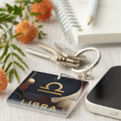 Porte-clés Cadeau Luxe Zodiaque Balance Astrologie Céleste (Devant Droit)