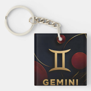 Porte-clés Cadeau Luxueux du Zodiaque Gémeaux Céleste Astrolo