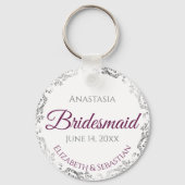 Porte-clés Cadeau Mariage Bridesmaid Cassis Purple & Grey Lac (Recto)