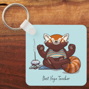 Porte-clés Cadeau Meilleur Professeur de Yoga avec Art de Pan