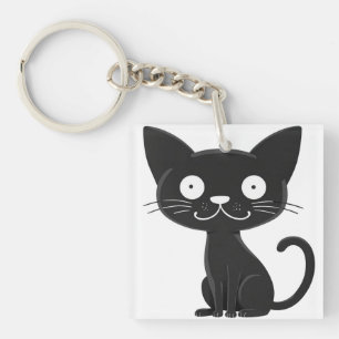 Porte-clés Cadeau Minimaliste pour Amateur de Chat Mignon Des