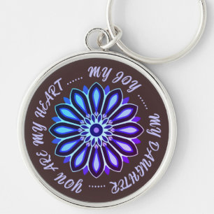 PORTE-CLÉS CADEAU MODERNE FLEUR DE MAMAN PAPA SOEUR FILS PATR