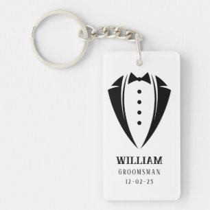 Porte-clés Cadeau moderne noir et blanc Tuxedo Groomsman