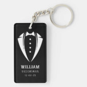 Porte-clés Cadeau moderne noir et blanc Tuxedo Groomsman (Dos)